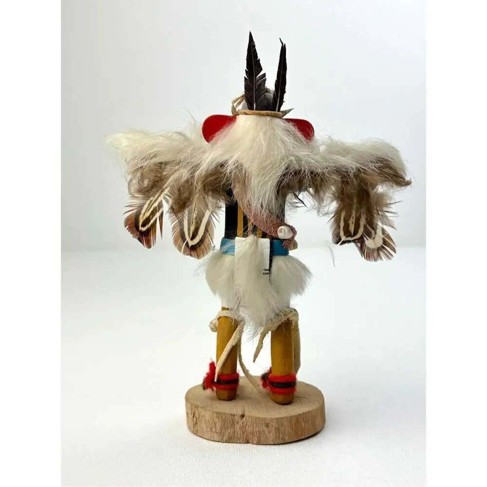 Vintage Native American Handmade Eagle Kachina Sculpture Signed Original 7.5in H
